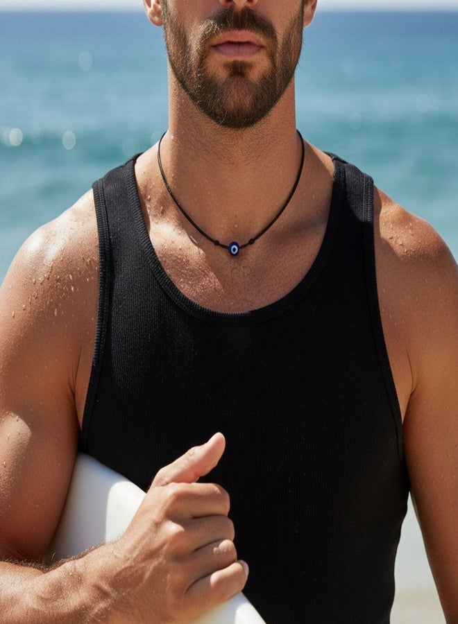Luck Strings Adjustable Evil Eye Choker Necklace - Handmade Protection Talisman with Blue Turkish Glass Bead | Red & Black Nylon Cord for Men, Women & Teens (black) - Image 5